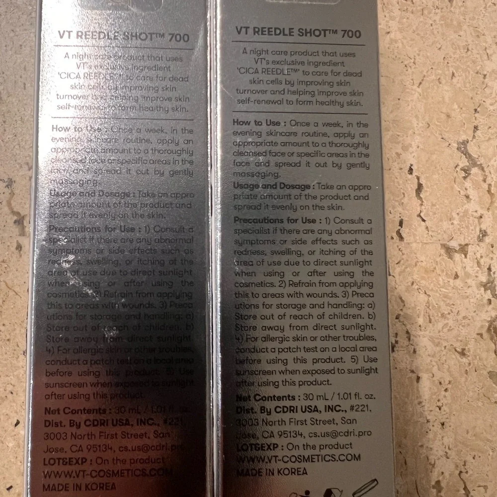 2X VT Cosmetics CICA REEDLE SHOT 700 Microneedling Spot Treatment Serum 1oz 30ml